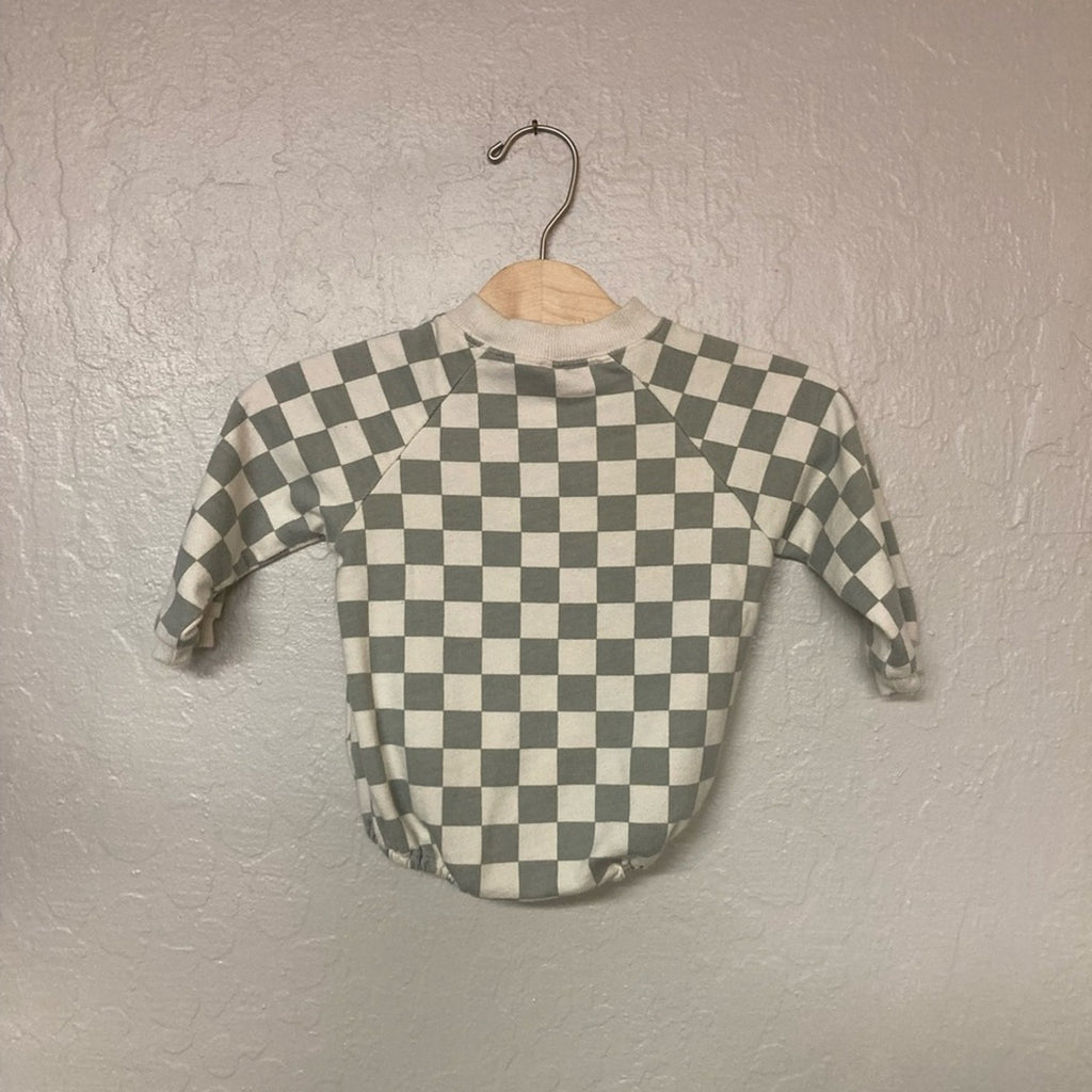rylee + cru checkered romper 0-3M