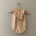 rylee + cru yellow muslin romper 3-6M
