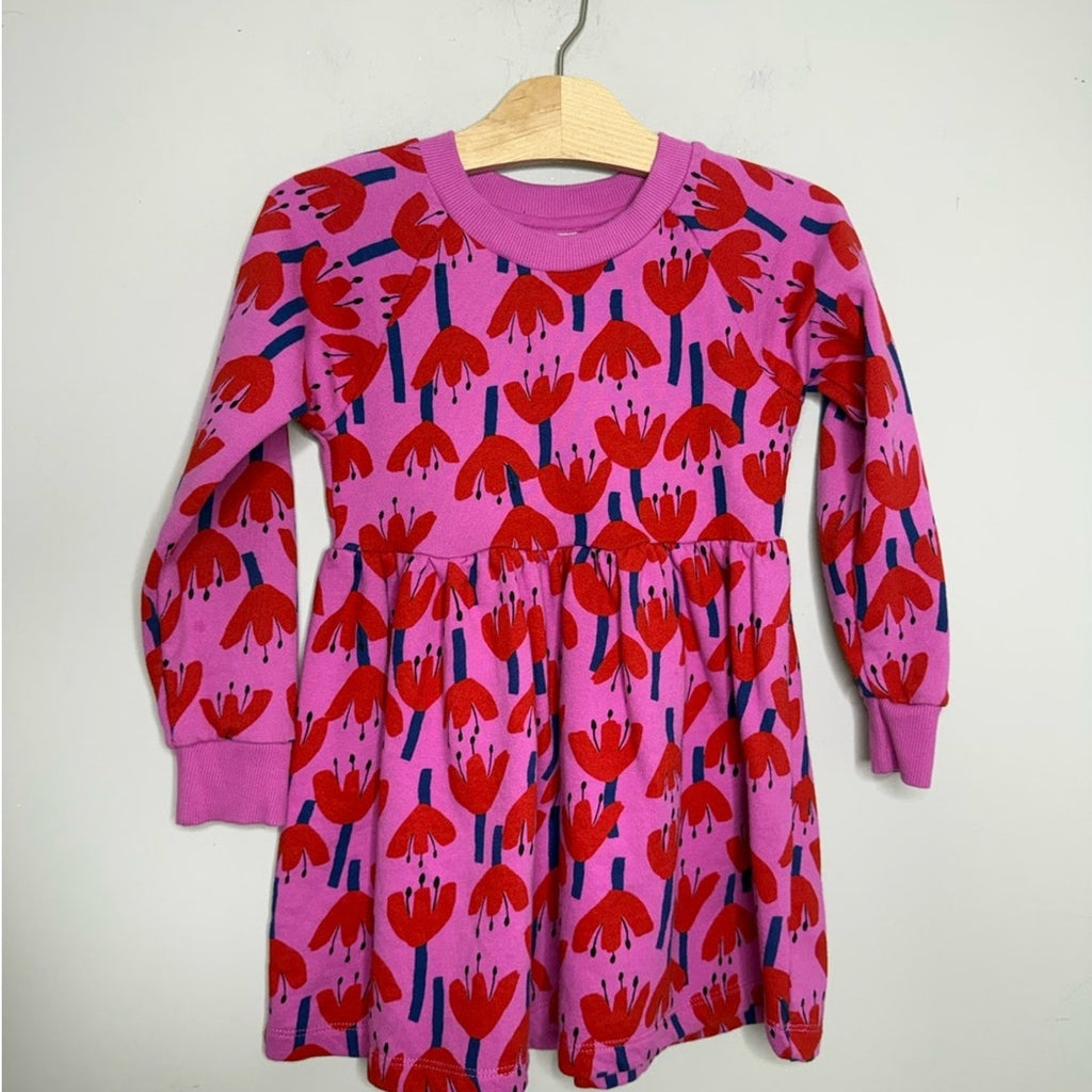 hanna andersson sweatshirt dress pink tulip flower 5Y