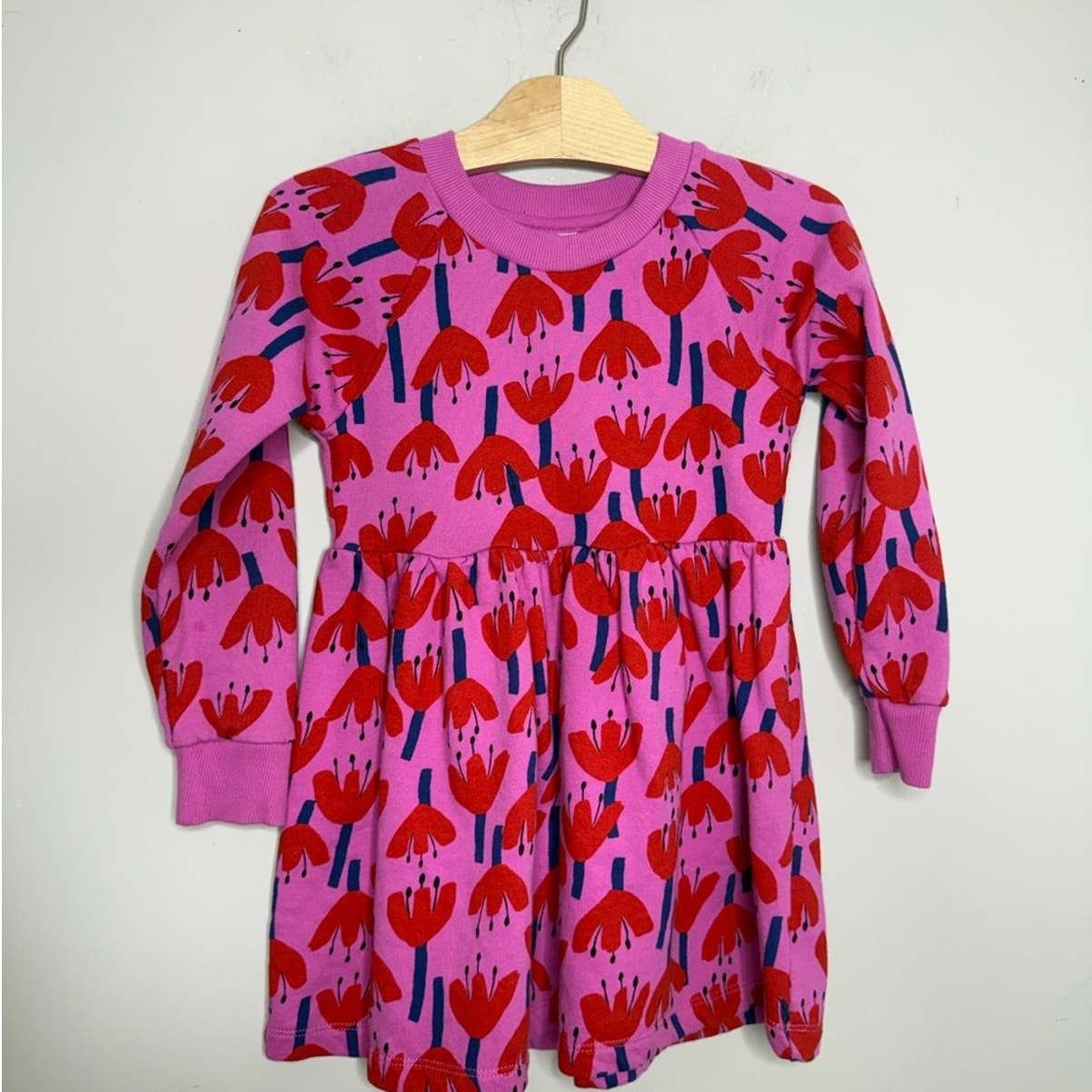 hanna andersson sweatshirt dress pink tulip flower 5Y