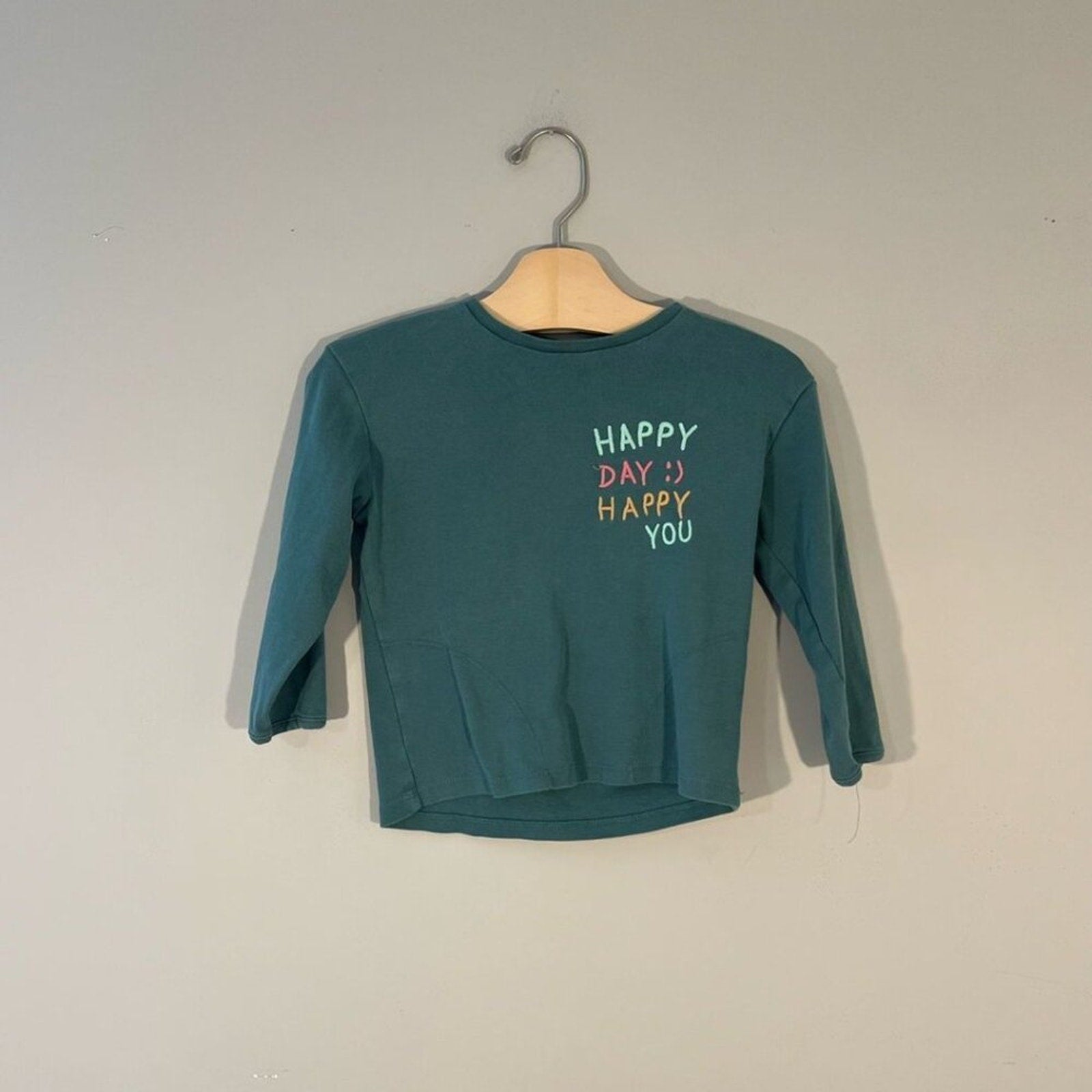 zara boys' green long-sleeve tee happy 3-4Y