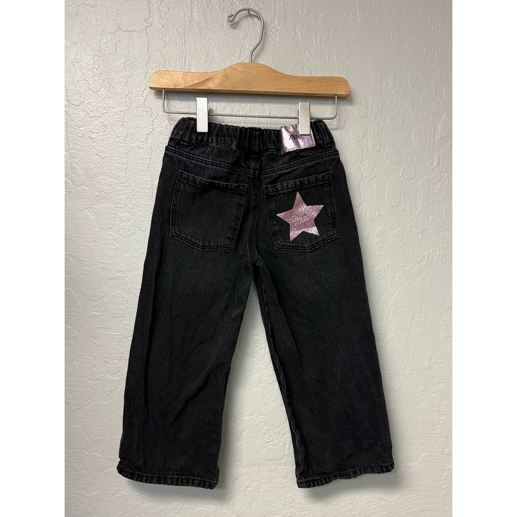 zara girls' black stars jeans 5Y