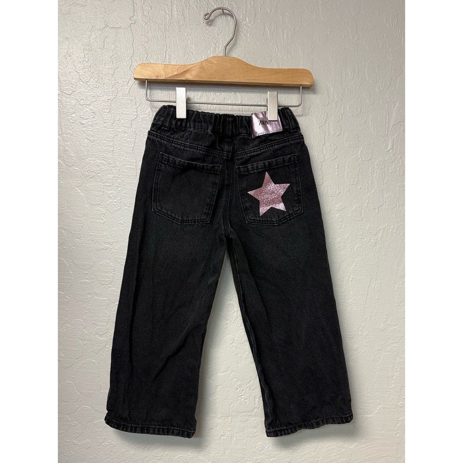 zara girls' black stars jeans 5Y
