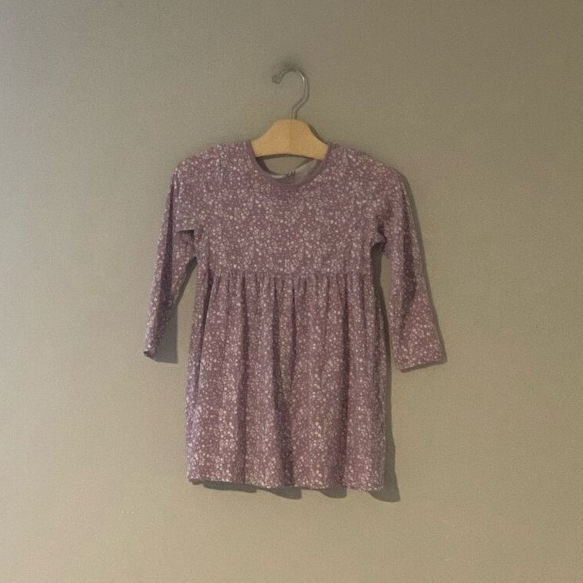 h&m purple floral long-sleeve dress 5-6Y
