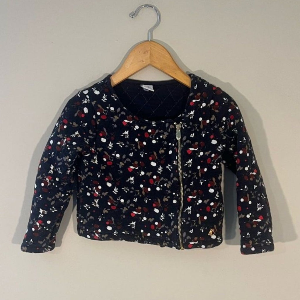 petit bateau blue floral quilted jacket 5Y