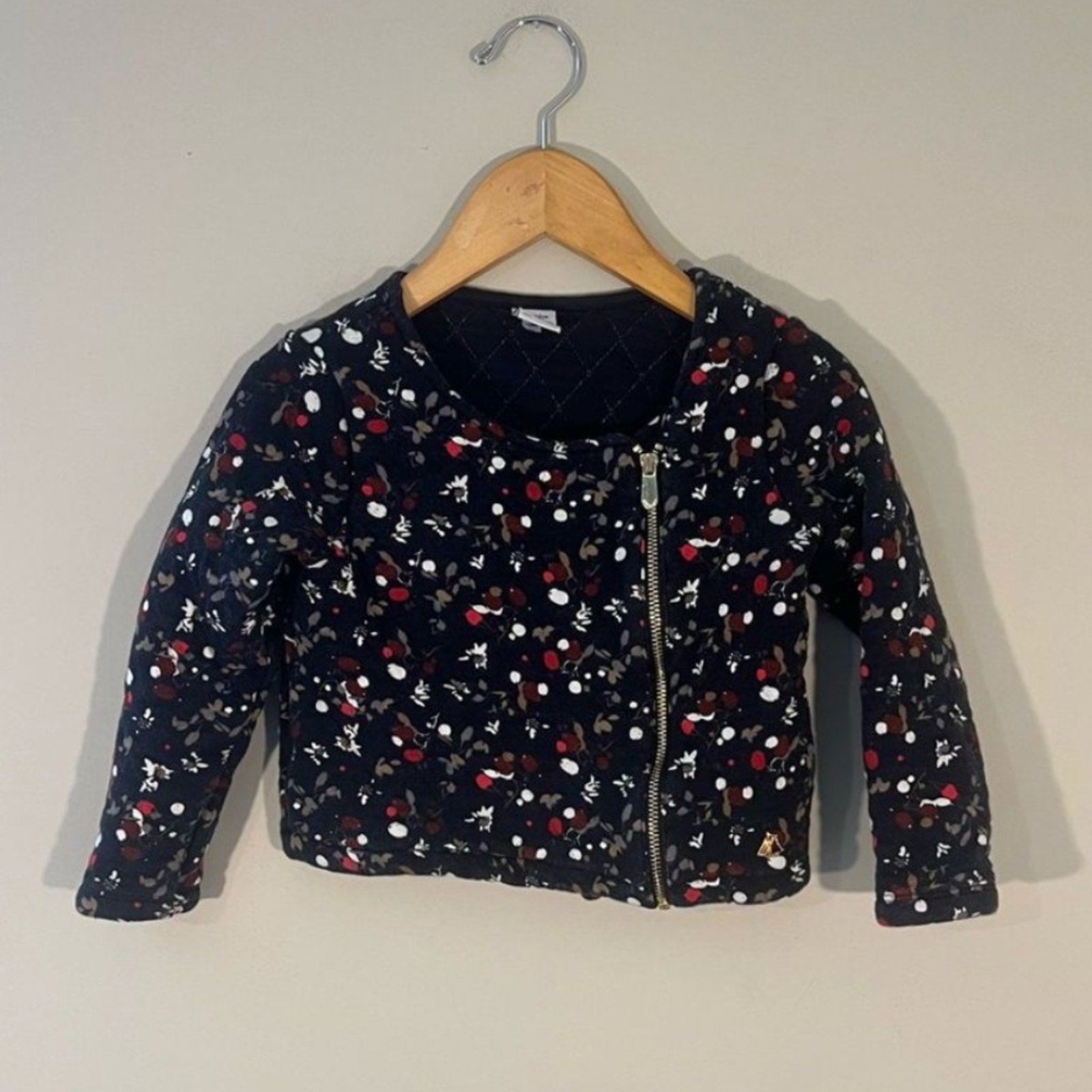 petit bateau blue floral quilted jacket 5Y