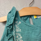 mini boden girls' teal floral tunic top 7-8Y