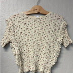 zara girls' ribbed floral shirt 10Y
