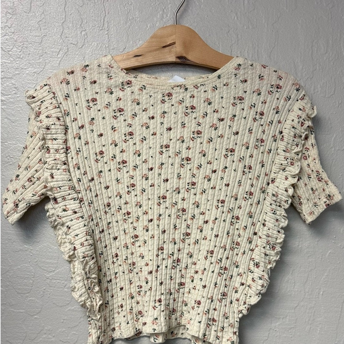 zara girls' ribbed floral shirt 10Y