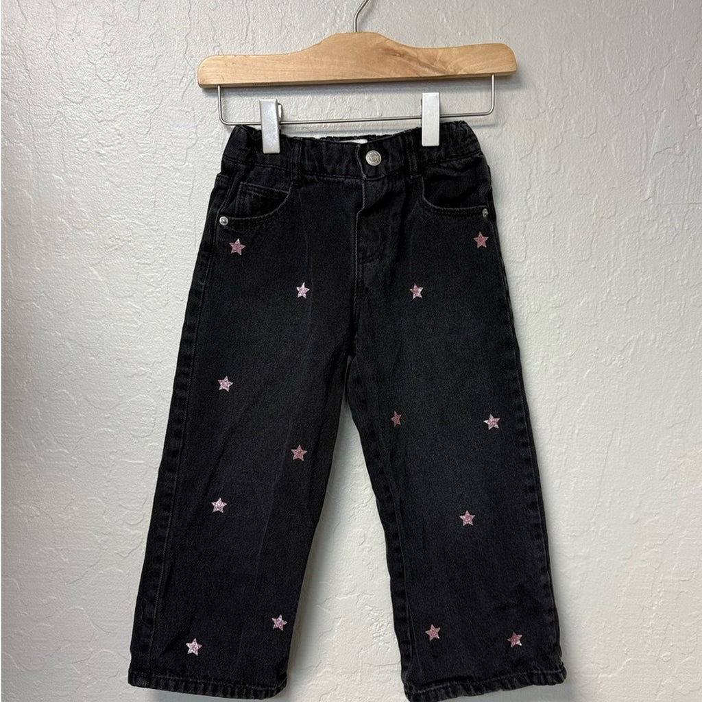zara girls' black stars jeans 5Y
