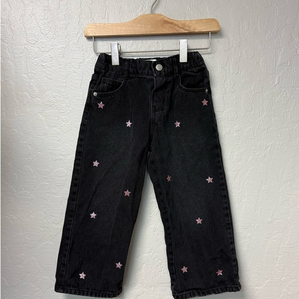 zara girls' black stars jeans 5Y