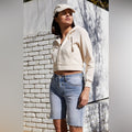 brandy melville cream hoodie zip-up