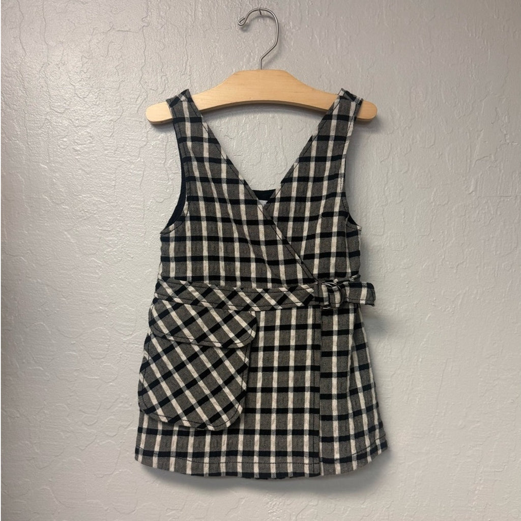 zara black plaid jumper dress 3-4Y