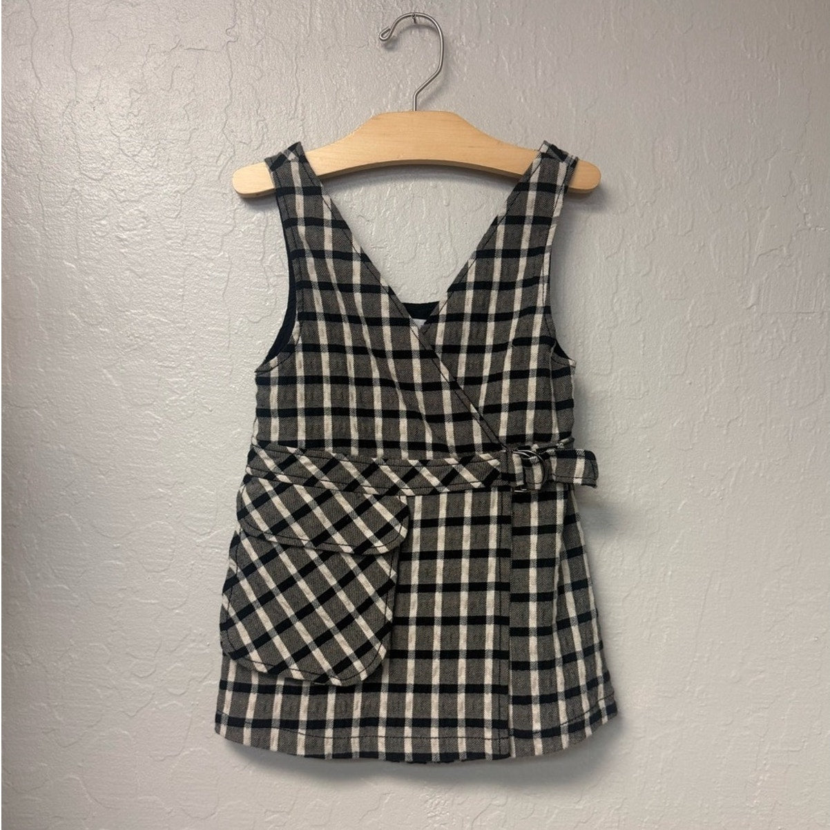 zara black plaid jumper dress 3-4Y