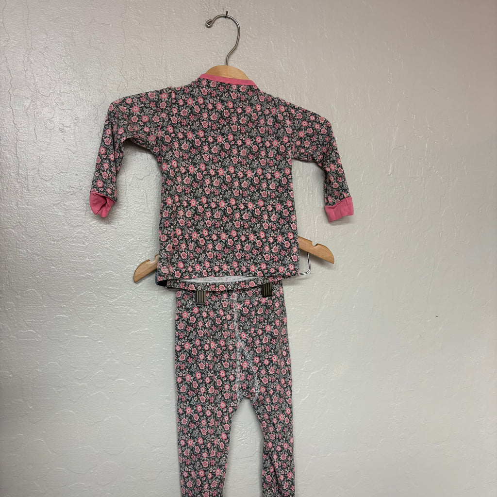 sweet bamboo girls’ blue floral pajama set 18-24M