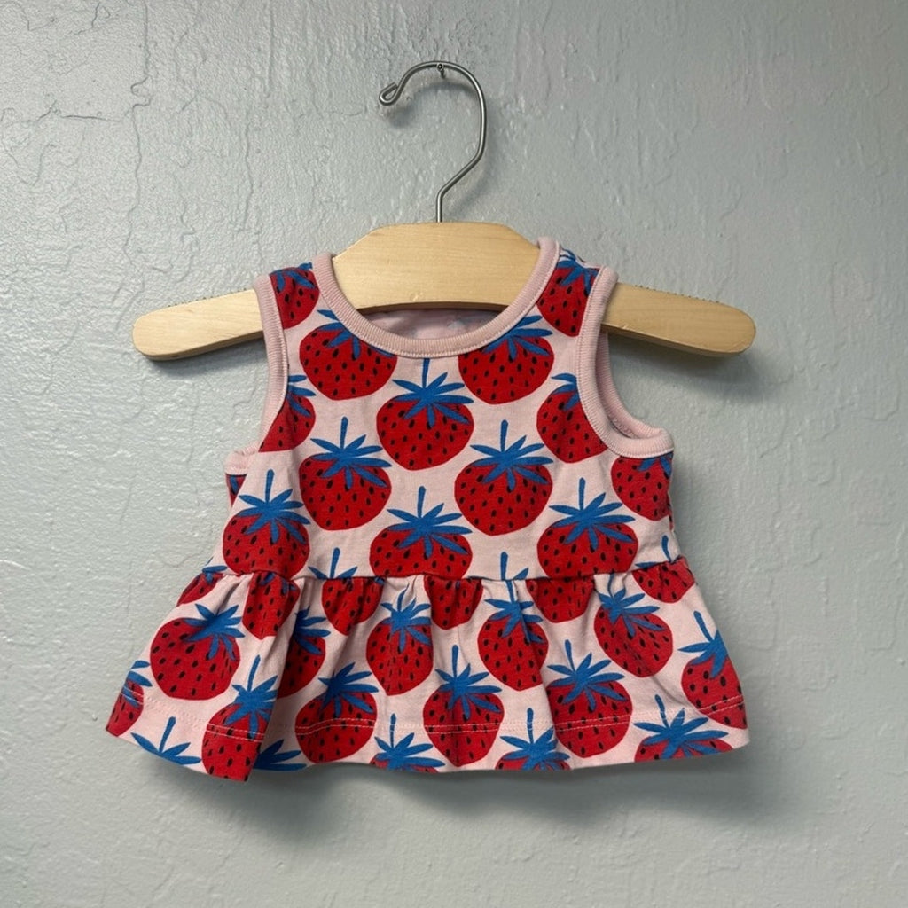 hanna andersson pink strawberry top 6-12M