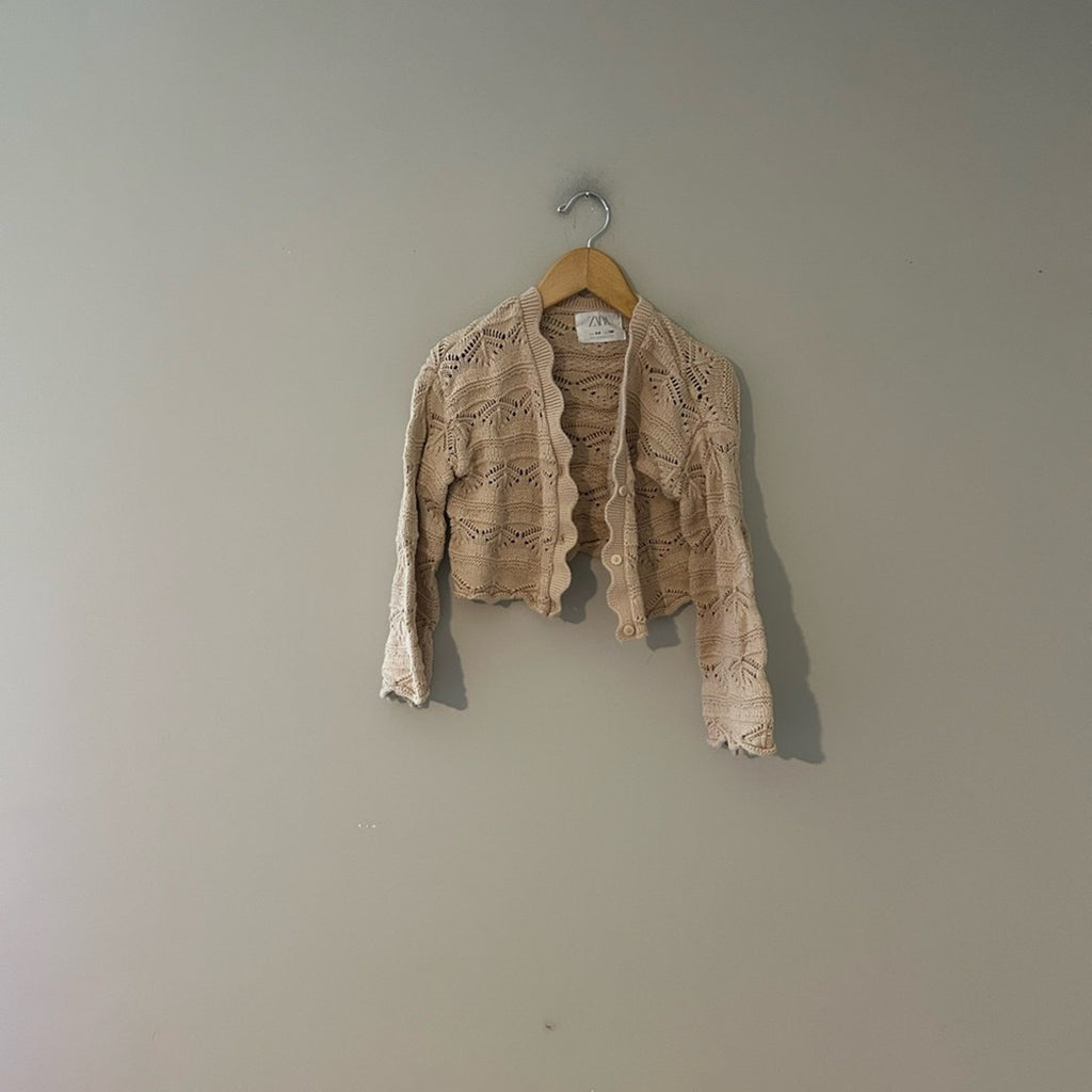 zara‎ girls' beige crochet  cardigan 8-9Y