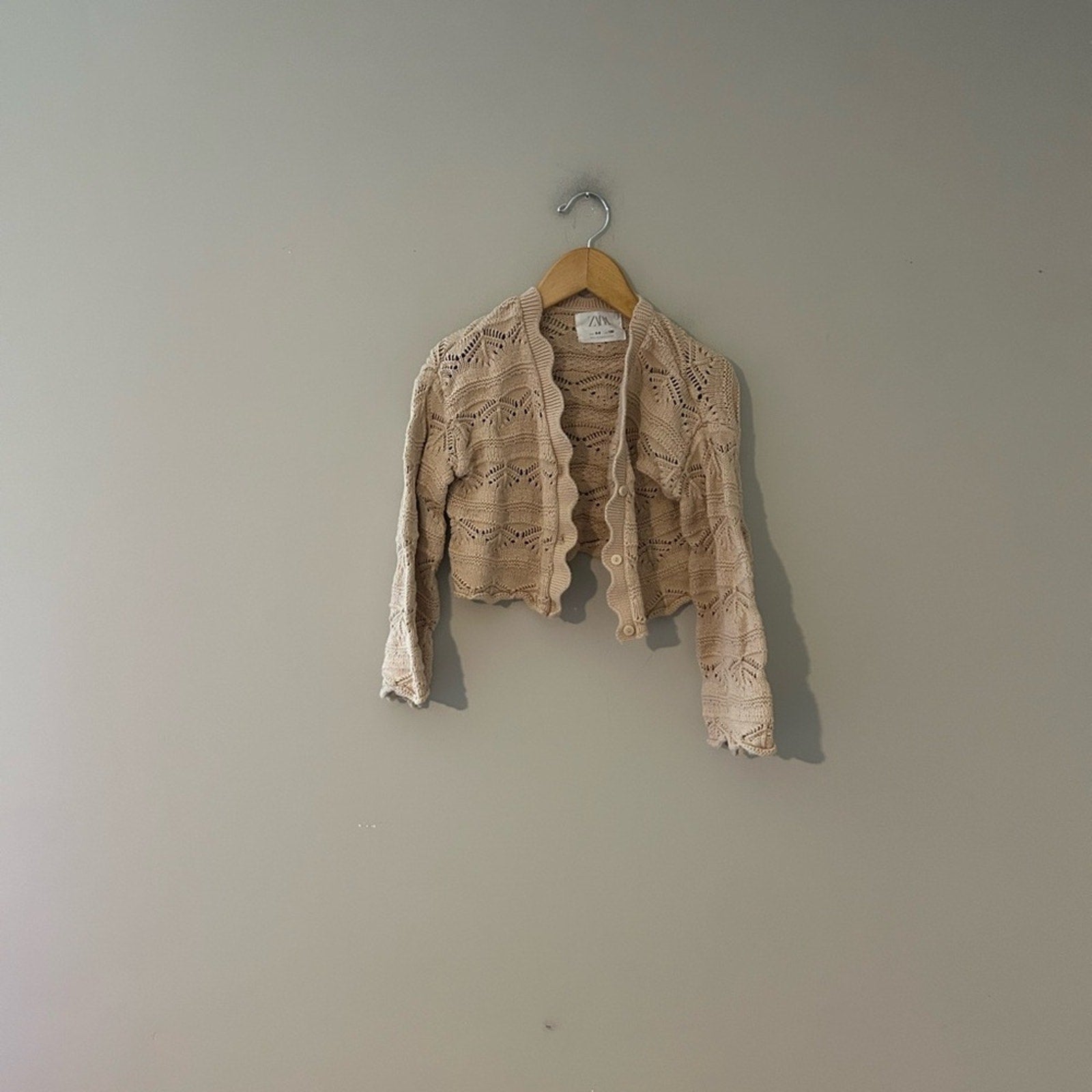 zara‎ girls' beige crochet  cardigan 8-9Y