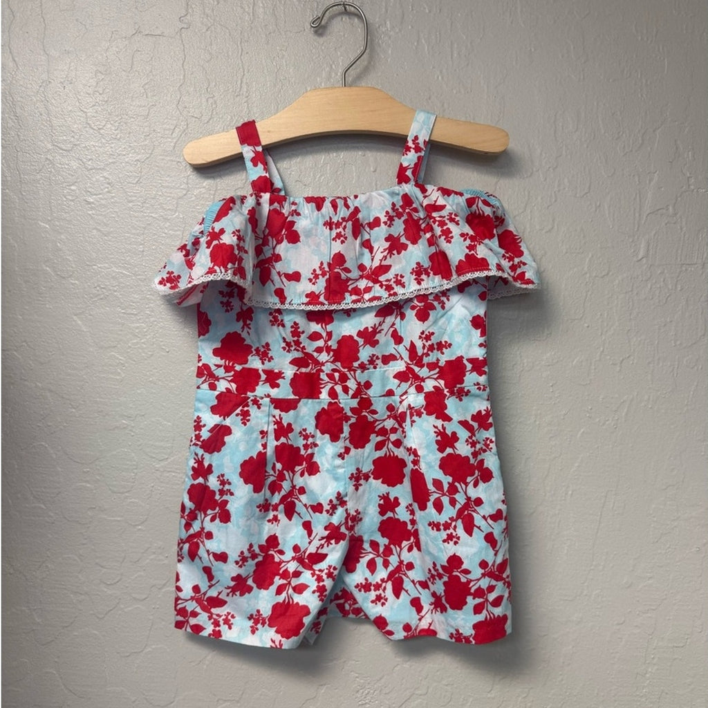 janie and jack girls' blue floral romper 4Y