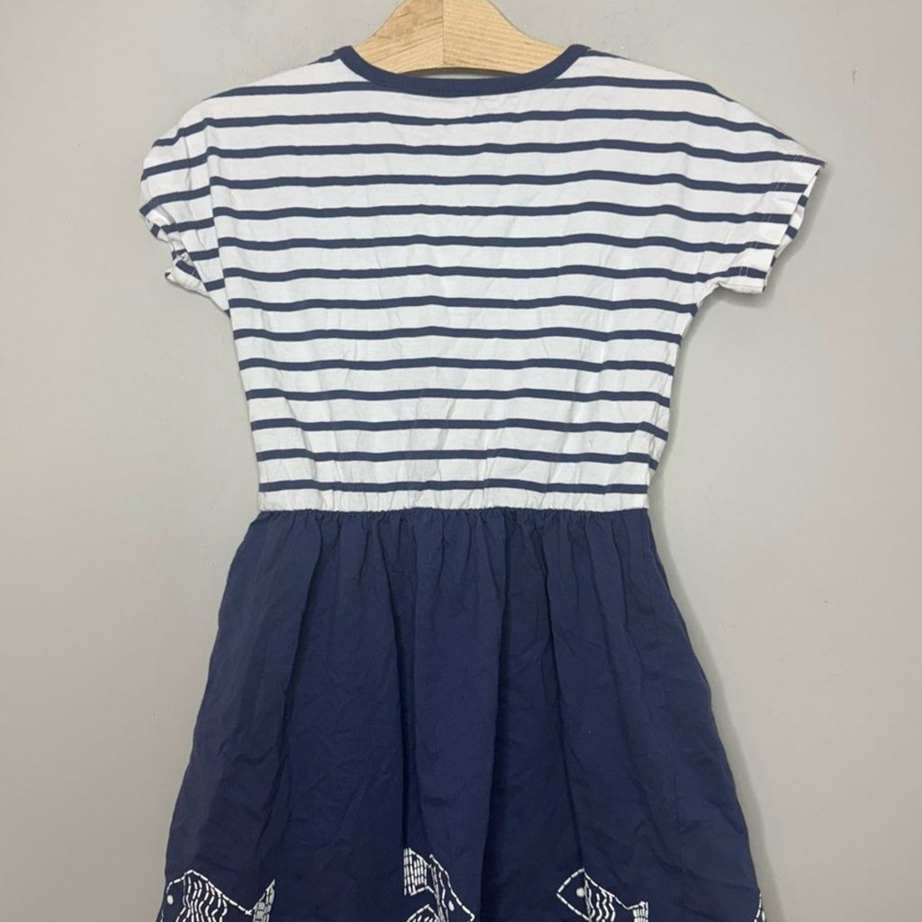 tea collection girls' blue stripe dress 7Y
