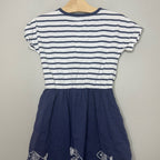 tea collection girls' blue stripe dress 7Y