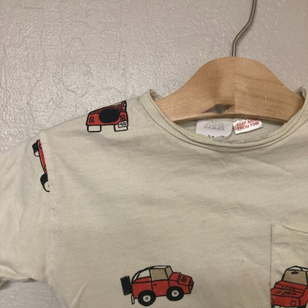 zara short sleeve tee cars 2-3Y
