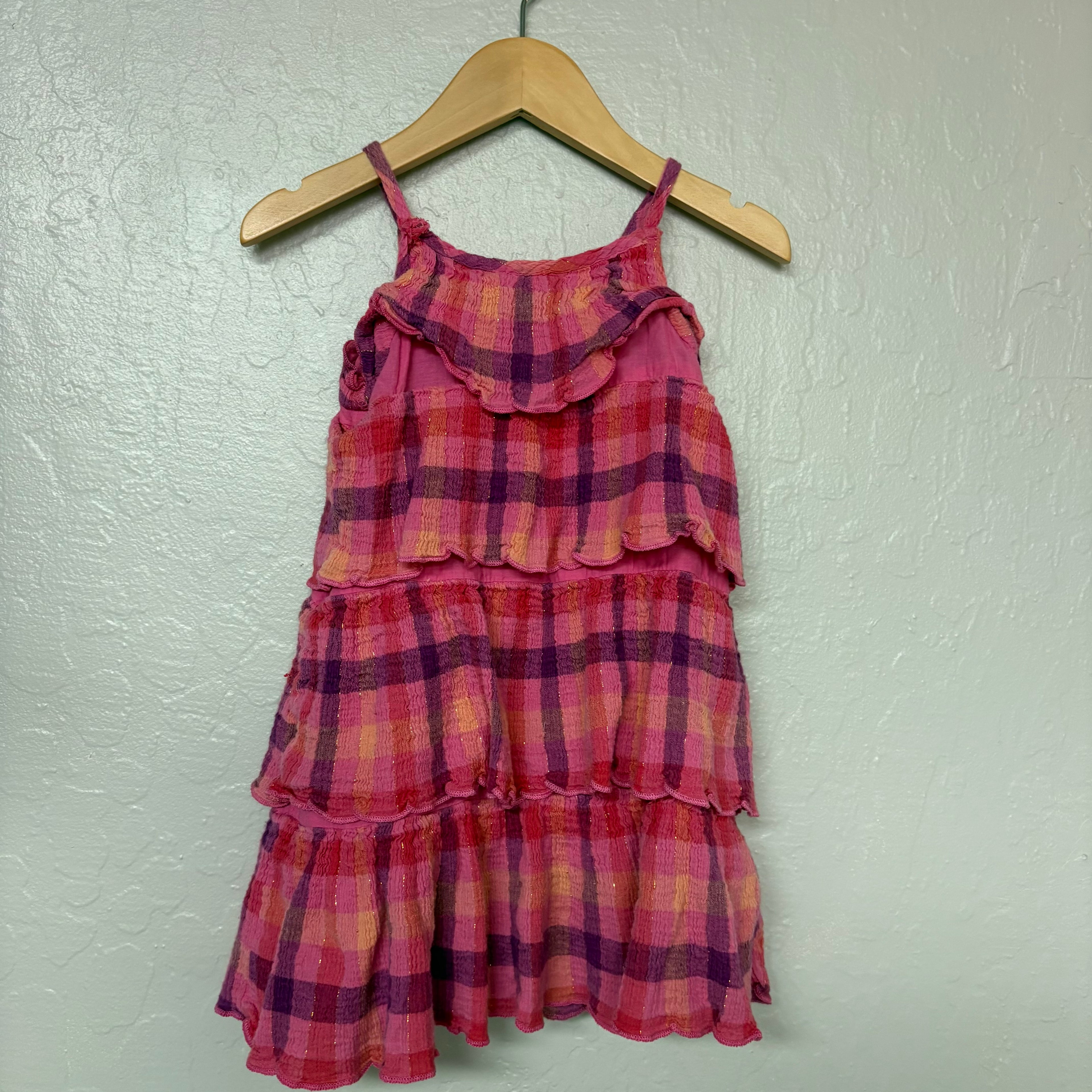 peek little peanut girls pink plaid dress 18-24M