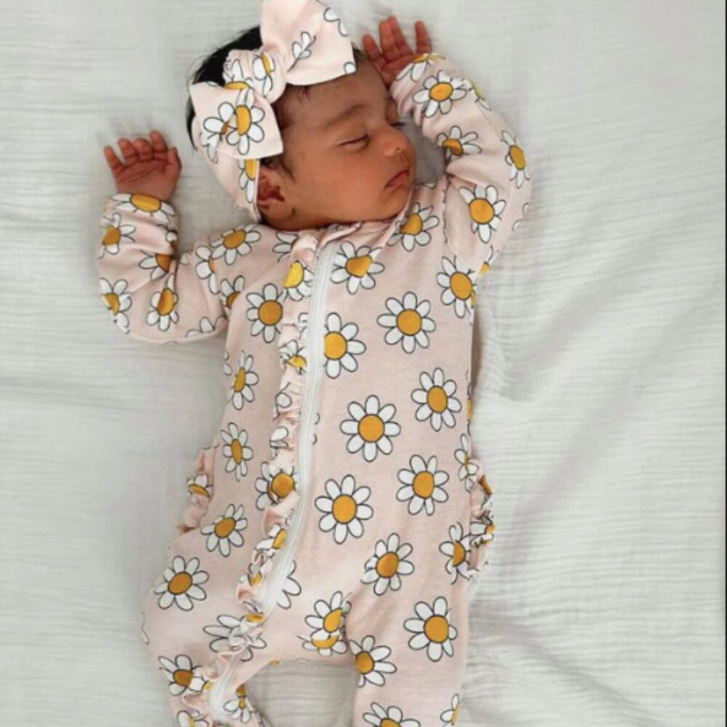 spearmintlove retro floral footie 0-3M