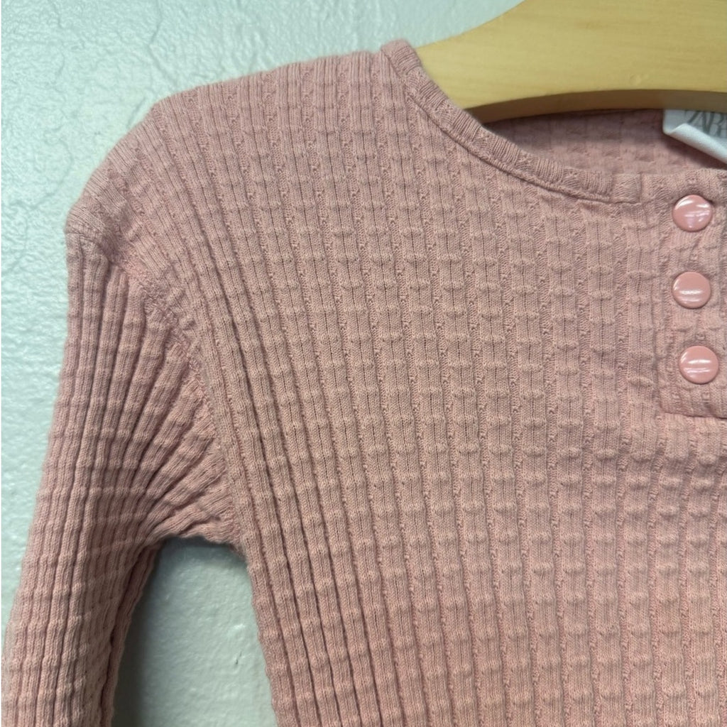 zara pink ribbed henley top 18-24M