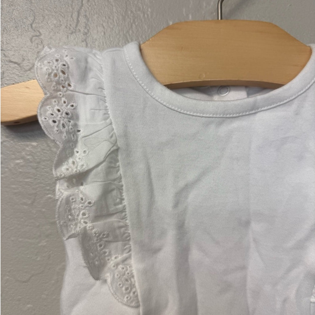 janie and jack white bodysuit eyelet ruffle 3-6M