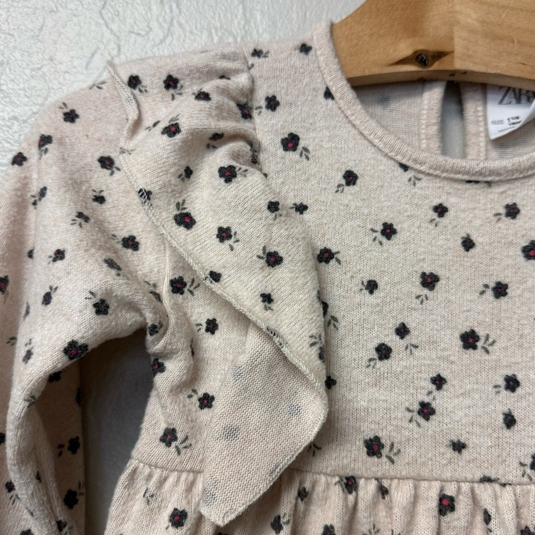 zara girls' floral long sleeve dress 18-24M