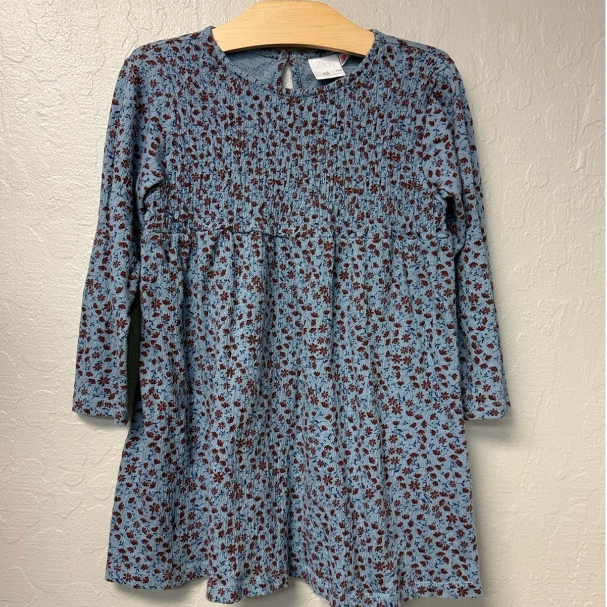 zara girls' blue floral dress 4-5Y