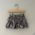 zara blue gray smocked floral skirt 6Y