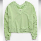 aerie green sweatshirt double v SMALL