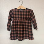 zara brown plaid dress 3-4Y