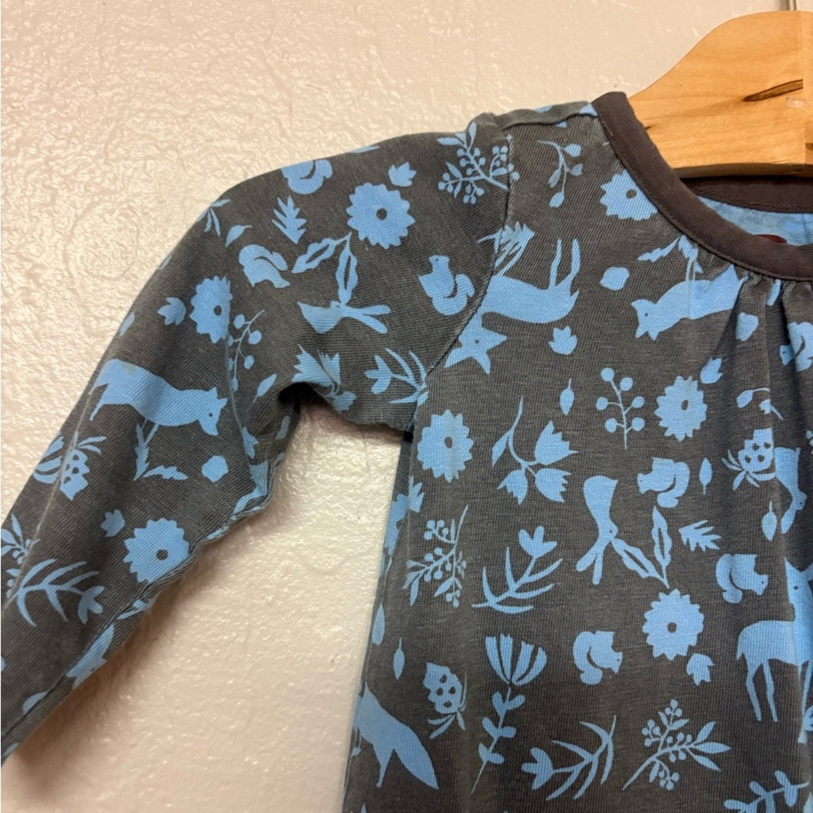 tea collection girls' blue romper 9-12M
