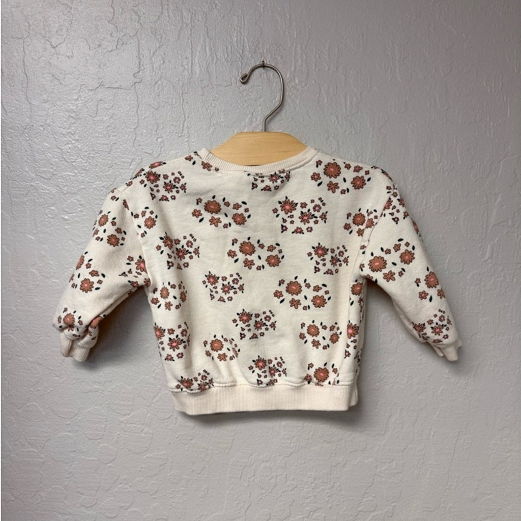zara girls' cream floral sweatshirt 12-18M