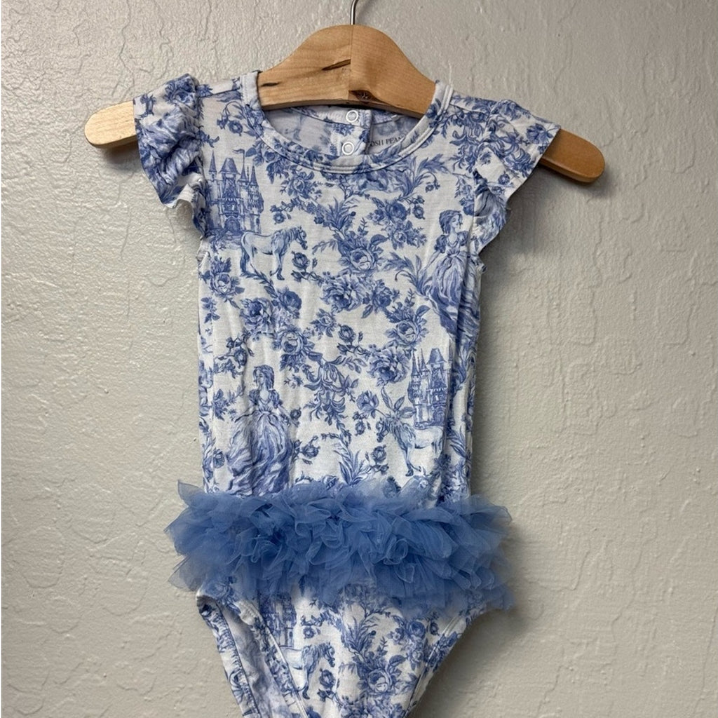 posh peanut girls' blue white toile