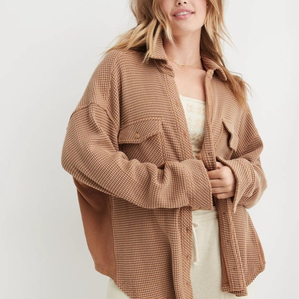 aerie tan shacket LARGE