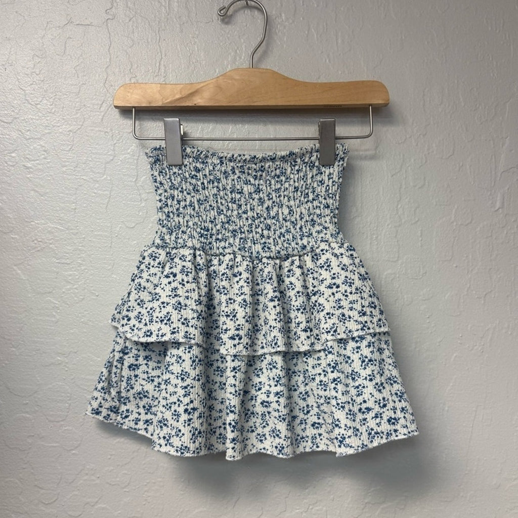 zara girls' cream blue floral skirt 8Y
