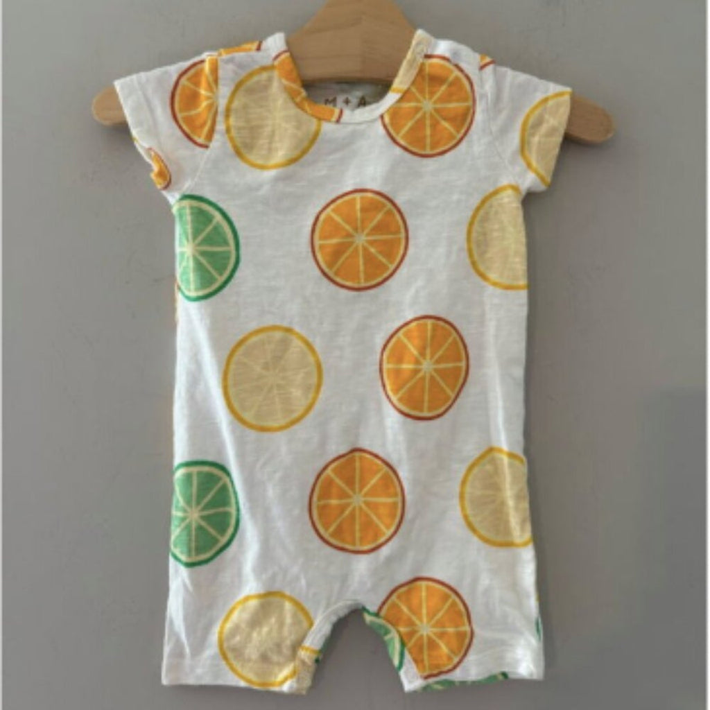 monica + andy citrus romper 6-9M