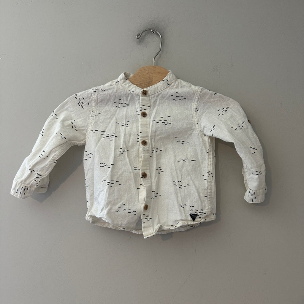 zara boys' linen waves / bird top 12-18M