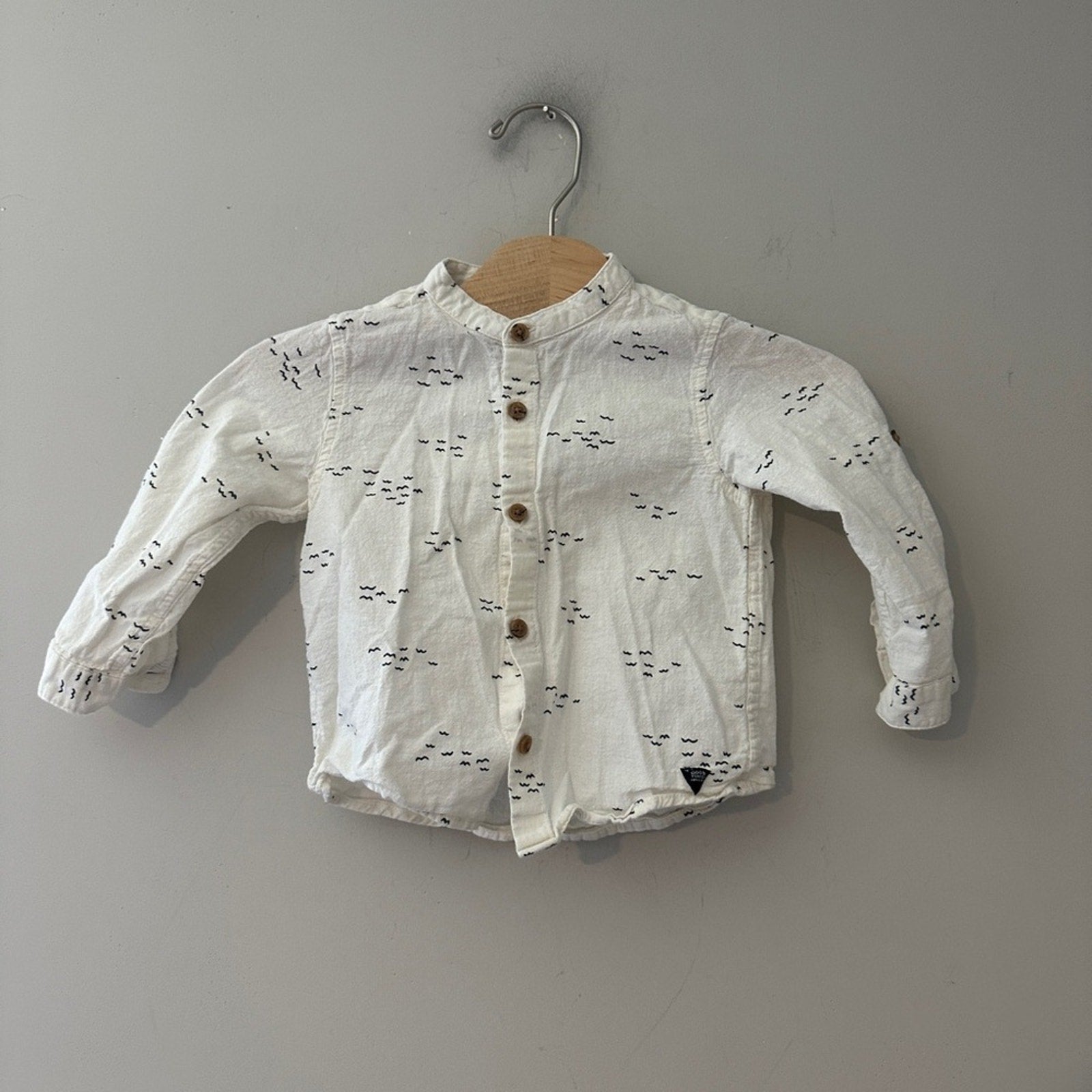 zara boys' linen waves / bird top 12-18M