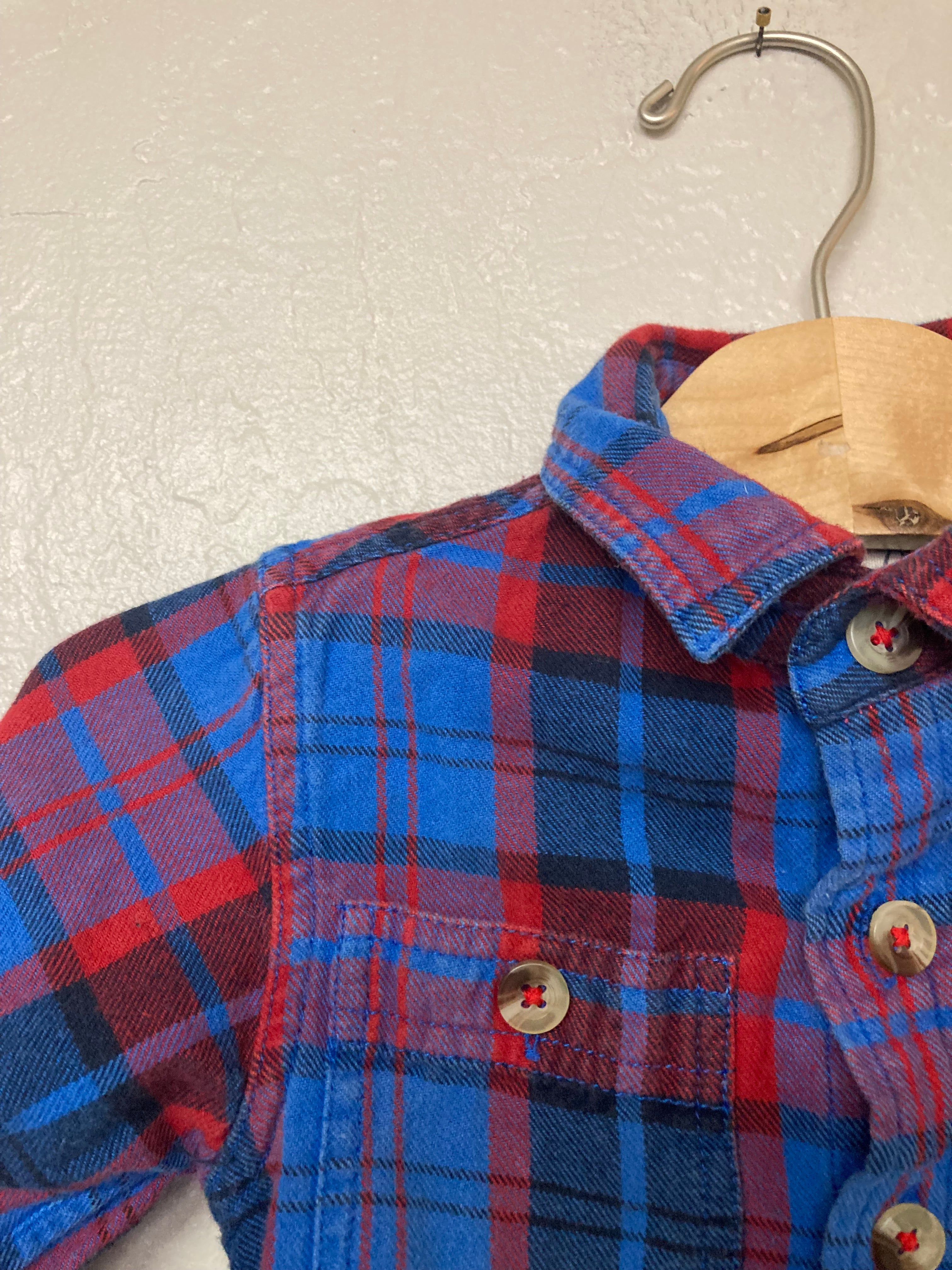 peek flannel in red and blue 2-3Y
