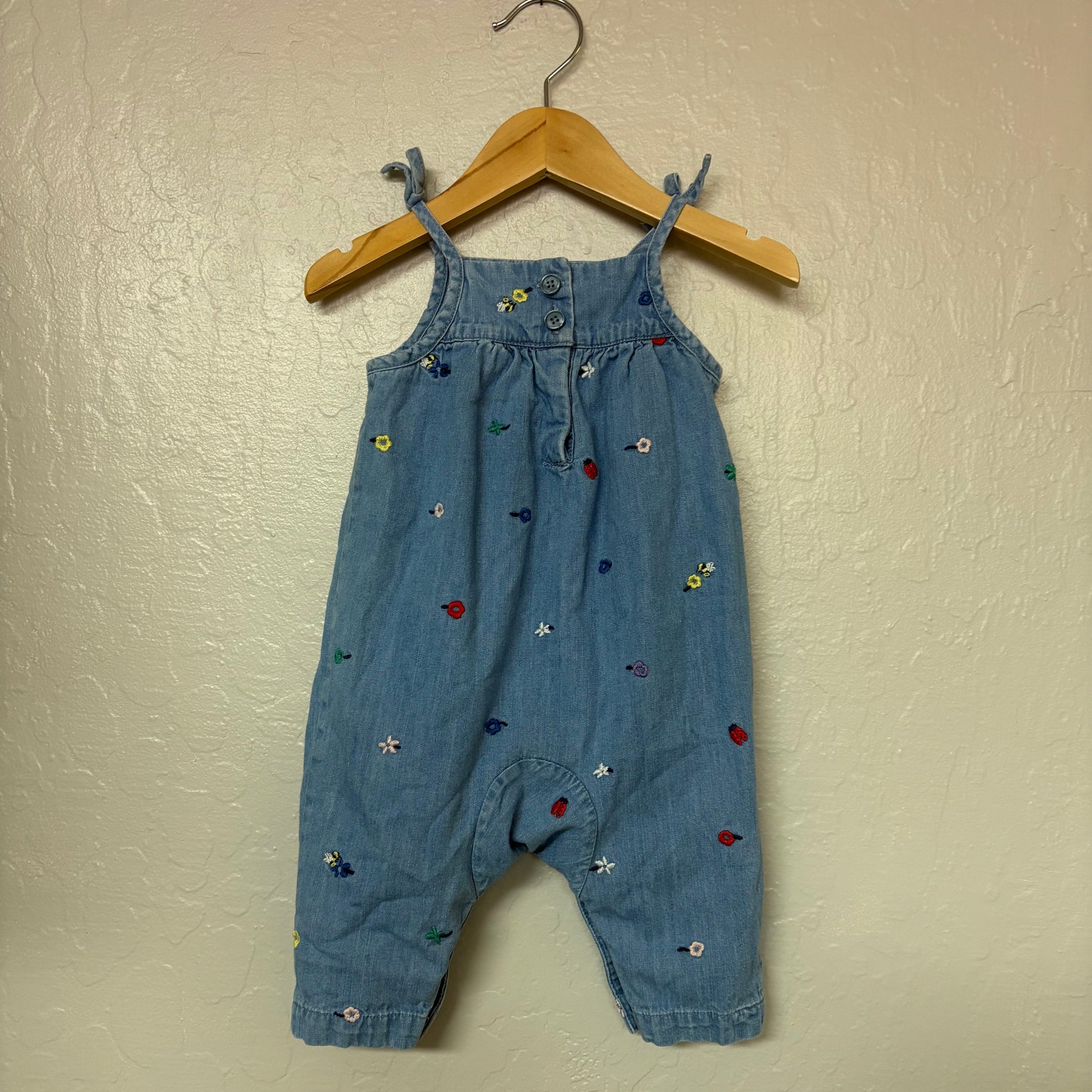 hanna andersson girls’ denim romper 3-6M