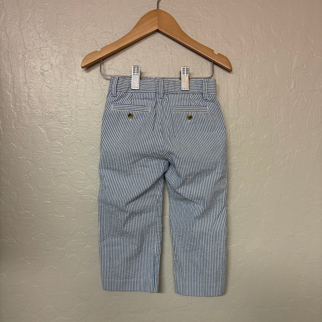 janie and jack boys’ white and blue stripped  seersucker pants 18-24M