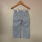 janie and jack boys’ white and blue stripped  seersucker pants 18-24M