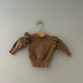 mebie baby brown pointelle sweater 3-6M