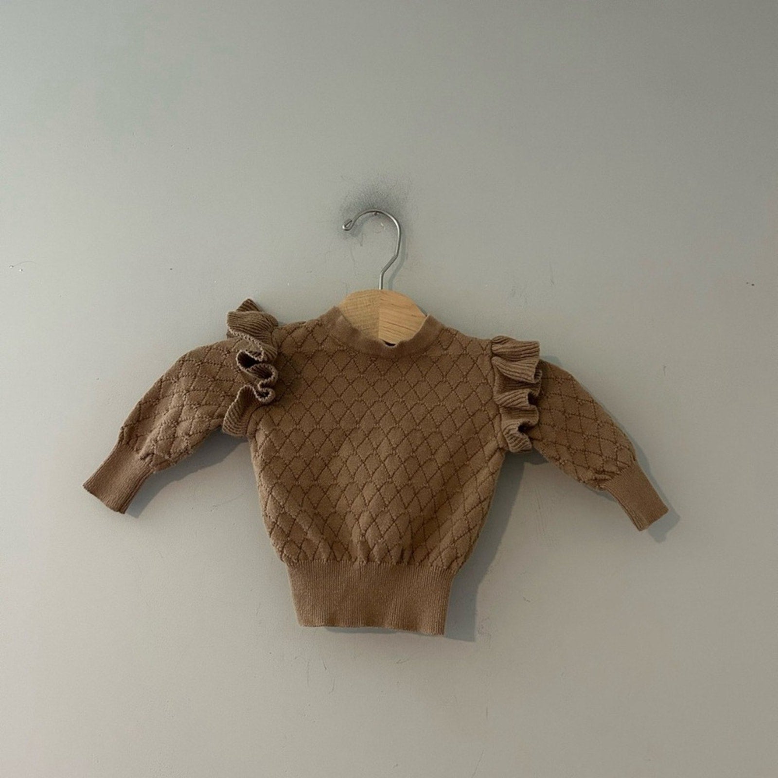 mebie baby brown pointelle sweater 3-6M
