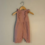 h&m girls' pink eyelet romper 12M